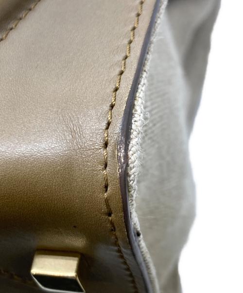 CELINE（セリーヌ）CELINE (セリーヌ) ラゲージ ミニショッパー / レザーコンビリネンハンドバッグ ベージュ×ブラウンの古着・服飾アイテム