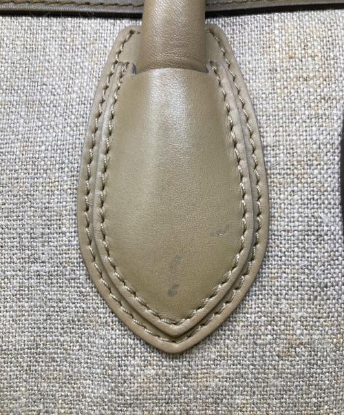 CELINE（セリーヌ）CELINE (セリーヌ) ラゲージ ミニショッパー / レザーコンビリネンハンドバッグ ベージュ×ブラウンの古着・服飾アイテム