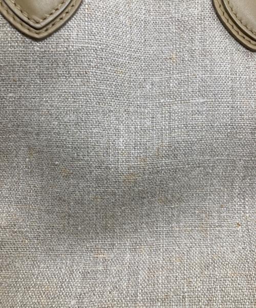 CELINE（セリーヌ）CELINE (セリーヌ) ラゲージ ミニショッパー / レザーコンビリネンハンドバッグ ベージュ×ブラウンの古着・服飾アイテム