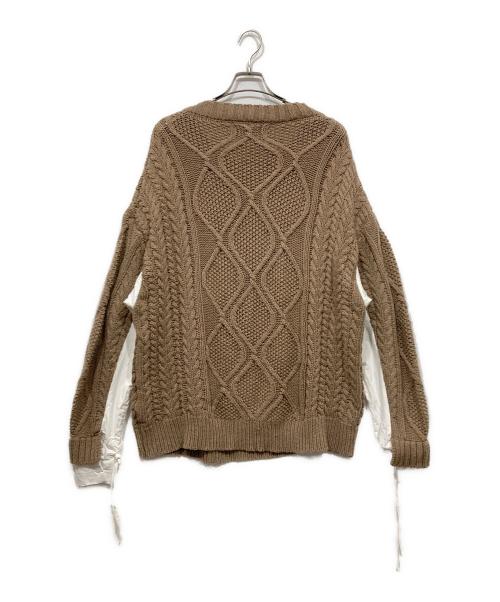 wonem（ウォンエム）wonem (ウォンエム) シャツドッキングケーブルニット ブラウン サイズ:Fの古着・服飾アイテム