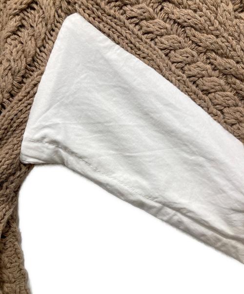 wonem（ウォンエム）wonem (ウォンエム) シャツドッキングケーブルニット ブラウン サイズ:Fの古着・服飾アイテム