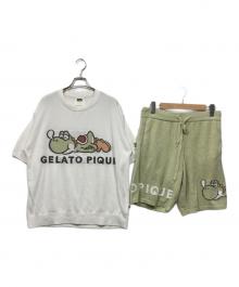 gelato pique×SUPER MARIO（ジェラートピケ×スーパーマリオ）の古着「ヨッシー/プルオーバー＆ハーフパンツ」｜ホワイト×グリーン