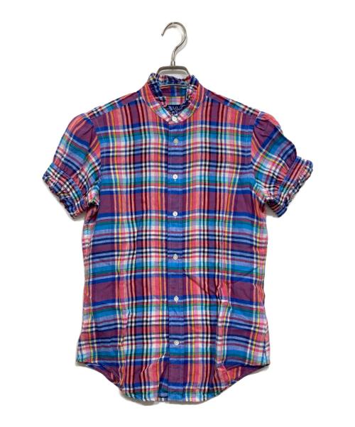 POLO RALPH LAUREN（ポロ・ラルフローレン）POLO RALPH LAUREN (ポロ・ラルフローレン) フリルカラーリネンチェックブラウス マルチカラーの古着・服飾アイテム