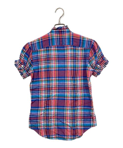 POLO RALPH LAUREN（ポロ・ラルフローレン）POLO RALPH LAUREN (ポロ・ラルフローレン) フリルカラーリネンチェックブラウス マルチカラーの古着・服飾アイテム