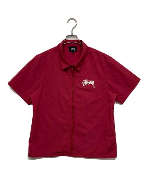 stussy（ステューシー）stussy (ステューシー) 半袖ナイロンシャツ レッド サイズ:Ｍの古着・服飾アイテム
