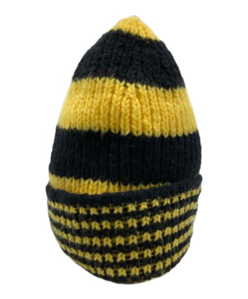 stussy（ステューシー）stussy (ステューシー) ニット帽 イエロー×ブラックの古着・服飾アイテム