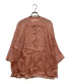 DES PRESデ プレ）の古着「ラミースタンドカラーチュニックプルオーバー7分丈袖ブラウス」｜ピンク