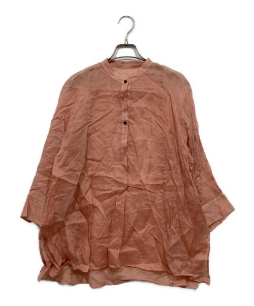 DES PRES（デ プレ）DES PRES (デ プレ) ラミースタンドカラーチュニックプルオーバー7分丈袖ブラウス ピンク サイズ:36の古着・服飾アイテム