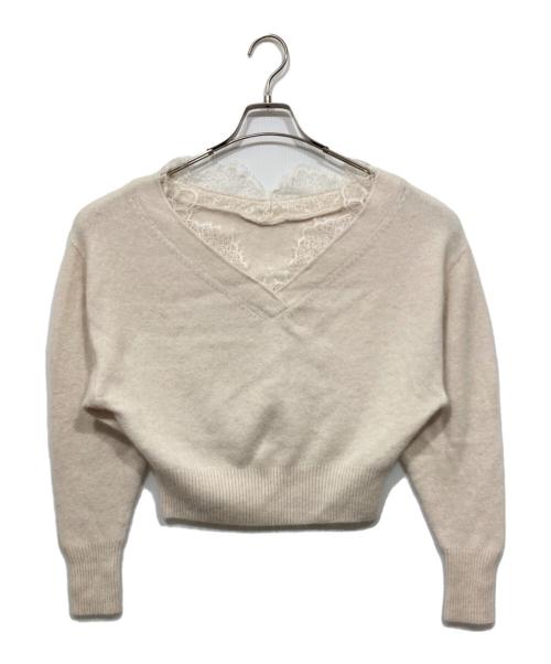 Snidel（スナイデル）Snidel (スナイデル) ファーライク衿レースプルオーバー アイボリー サイズ:Fの古着・服飾アイテム