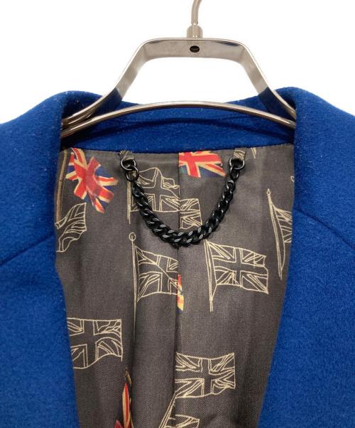 PAUL SMITH（ポールスミス）PAUL SMITH (ポールスミス) ユニオンジャック旗プリントライニングチェスターコート ブルー サイズ:Mの古着・服飾アイテム