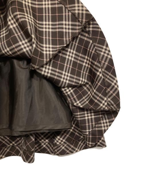 BURBERRY BLUE LABEL（バーバリーロンドンブルーレーベル）BURBERRY BLUE LABEL (バーバリーロンドンブルーレーベル) チェックフレアスカート ブラウン サイズ:36の古着・服飾アイテム