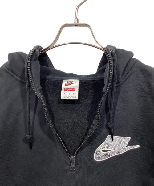 NIKE（ナイキ）NIKE (ナイキ) SUPREME (シュプリーム) ハーフジップスウェット / Half Zip Hooded Sweatshirt ブラック サイズ:Lの古着・服飾アイテム