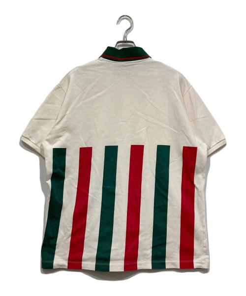 GUCCI（グッチ）GUCCI (グッチ) ポロシャツ ベージュ×グリーン×レッド サイズ:M（175/96A)の古着・服飾アイテム