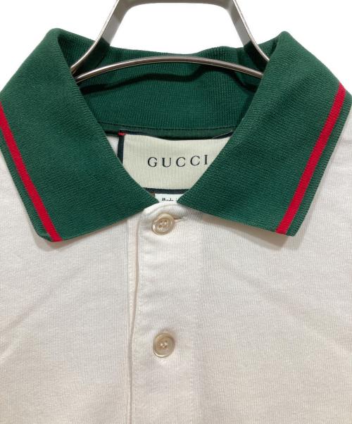 GUCCI（グッチ）GUCCI (グッチ) ポロシャツ ベージュ×グリーン×レッド サイズ:M（175/96A)の古着・服飾アイテム