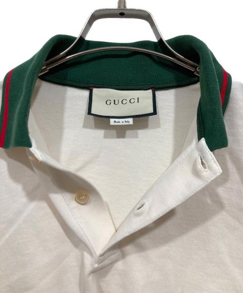 GUCCI（グッチ）GUCCI (グッチ) ポロシャツ ベージュ×グリーン×レッド サイズ:M（175/96A)の古着・服飾アイテム