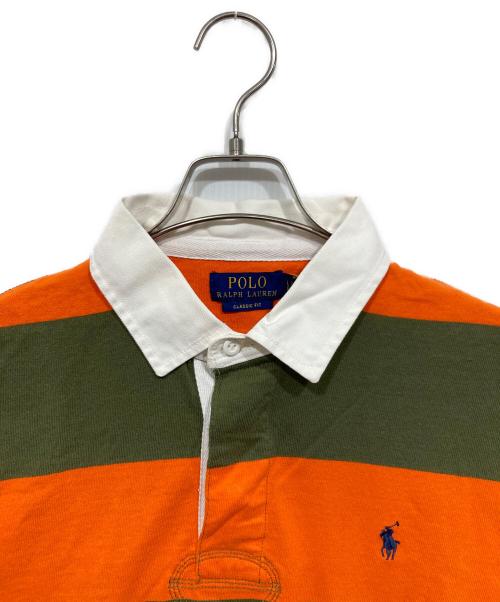 POLO RALPH LAUREN（ポロ・ラルフローレン）POLO RALPH LAUREN (ポロ・ラルフローレン) フットボールカットソー オレンジ×グリーン サイズ:L 未使用品の古着・服飾アイテム