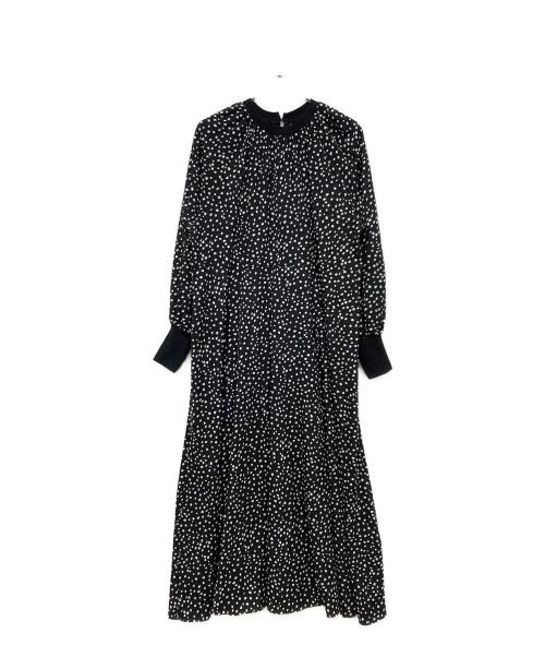 SHIPS（シップス）SHIPS (シップス) ジョーゼットリブ切替ロングスリーブワンピース ブラック サイズ:Sの古着・服飾アイテム