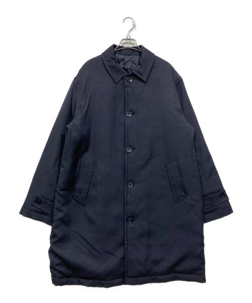 BEAMS HEART（ビームスハート）BEAMS HEART (ビームスハート) チェック ステンカラーコート ネイビー サイズ:Ｌの古着・服飾アイテム