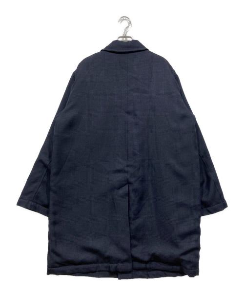 BEAMS HEART（ビームスハート）BEAMS HEART (ビームスハート) チェック ステンカラーコート ネイビー サイズ:Ｌの古着・服飾アイテム