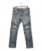 BALMAINバルマン）の古着「バイカーデニムパンツ」｜ブルー