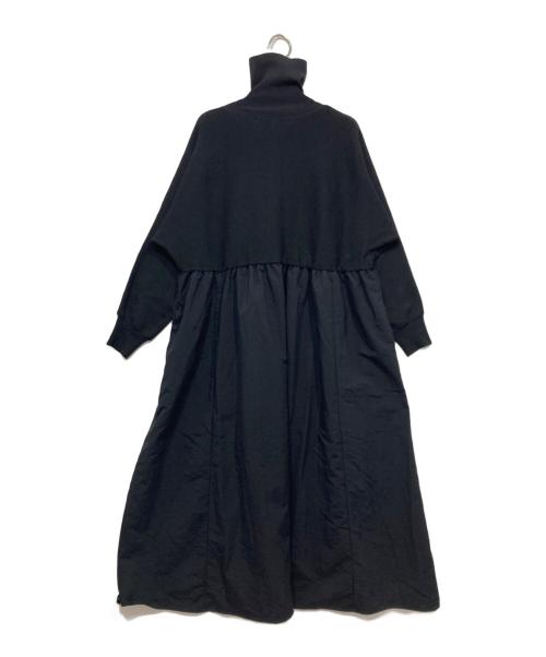 BEARDSLEY（ビアズリー）BEARDSLEY (ビアズリー) ニットコンビギャザーワンピース ブラックの古着・服飾アイテム