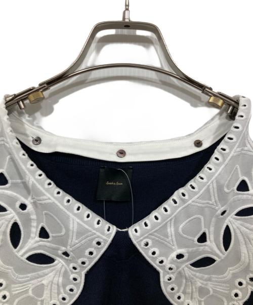 Spick and Span（スピック＆スパン）Spick and Span (スピックアンドスパン) レースカラー2wayプルオーバーニット ネイビー サイズ:Fの古着・服飾アイテム