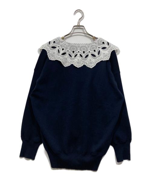 Spick and Span（スピック＆スパン）Spick and Span (スピックアンドスパン) レースカラー2wayプルオーバーニット ネイビー サイズ:Fの古着・服飾アイテム