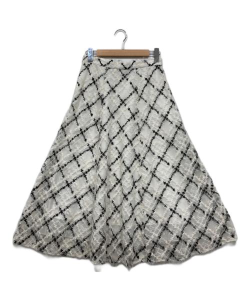 Snidel（スナイデル）Snidel (スナイデル) エンブロイダリーチェックスカート ベージュ サイズ:1の古着・服飾アイテム