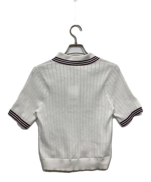 LACOSTE（ラコステ）LACOSTE (ラコステ) Snidel (スナイデル) ポロニット　半袖 ホワイト サイズ:36の古着・服飾アイテム