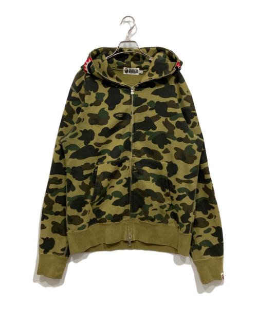 A BATHING APE（ア ベイシング エイプ）A BATHING APE (ア ベイシング エイプ) 1st camo shark full zip hoodie / 1stカモシャークパーカー グリーン サイズ:Ｌ　の古着・服飾アイテム