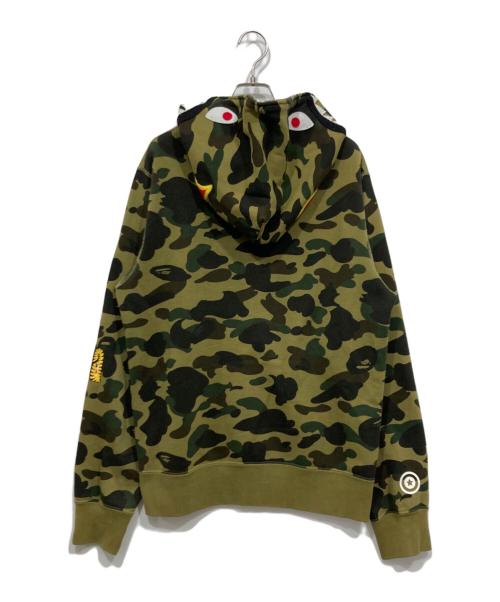 A BATHING APE（ア ベイシング エイプ）A BATHING APE (ア ベイシング エイプ) 1st camo shark full zip hoodie / 1stカモシャークパーカー グリーン サイズ:Ｌ　の古着・服飾アイテム