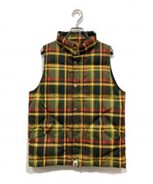 A BATHING APE（ア ベイシング エイプ）の古着「チェックダウンベスト」｜グリーン