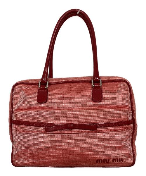 MIU MIU（ミュウミュウ）MIU MIU (ミュウミュウ) リボンハンドバッグ レッドの古着・服飾アイテム