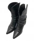 CELINEセリーヌ）の古着「トリオンフチャームハーネス ショートヒールブーツ」｜ブラック