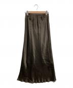 Nobleノーブル）の古着「ナローAラインサテンスカート」｜ブラウン