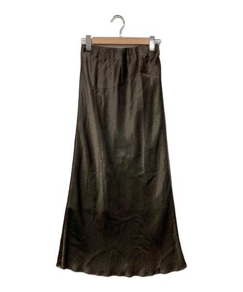 Noble（ノーブル）Noble (ノーブル) ナローAラインサテンスカート ブラウン サイズ:表記無しの古着・服飾アイテム