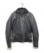 KADOYA K'S LEATHER&K'S PRODUCTカドヤ ケーズレザーアンドケーズプロダクト）の古着「フーデッドレザージャケット / EURO CAPP」｜ブラック