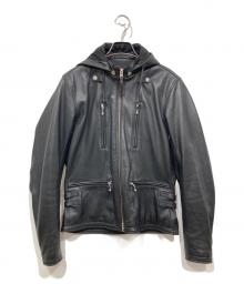 KADOYA K'S LEATHER&K'S PRODUCT（カドヤ ケーズレザーアンドケーズプロダクト）の古着「フーデッドレザージャケット / EURO CAPP」｜ブラック