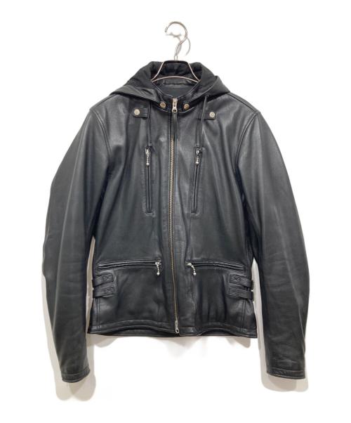 KADOYA K'S LEATHER&K'S PRODUCT（カドヤ ケーズレザーアンドケーズプロダクト）KADOYA K'S LEATHER&K'S PRODUCT (カドヤ ケーズレザーアンドケーズプロダクト) フーデッドレザージャケット / EURO CAPP ブラック サイズ:Mの古着・服飾アイテム