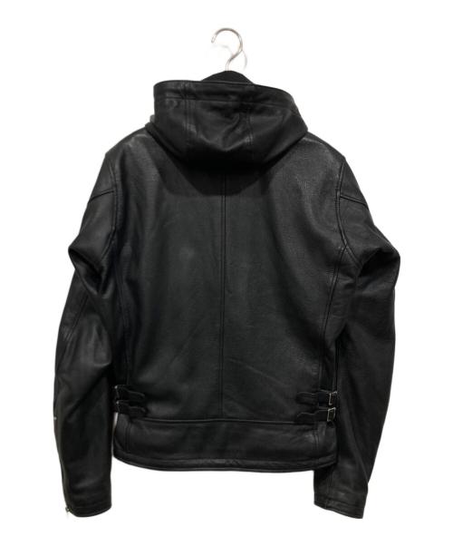 KADOYA K'S LEATHER&K'S PRODUCT（カドヤ ケーズレザーアンドケーズプロダクト）KADOYA K'S LEATHER&K'S PRODUCT (カドヤ ケーズレザーアンドケーズプロダクト) フーデッドレザージャケット / EURO CAPP ブラック サイズ:Mの古着・服飾アイテム
