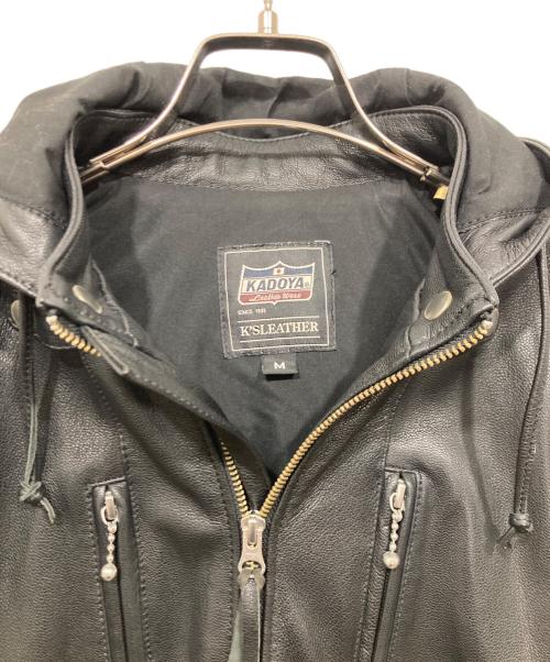 KADOYA K'S LEATHER&K'S PRODUCT（カドヤ ケーズレザーアンドケーズプロダクト）KADOYA K'S LEATHER&K'S PRODUCT (カドヤ ケーズレザーアンドケーズプロダクト) フーデッドレザージャケット / EURO CAPP ブラック サイズ:Mの古着・服飾アイテム