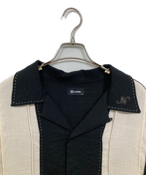 SUBCIETY（サブサエティ）SUBCIETY (サブサエティ) Hand stitch panel shirt ブラック サイズ:Lの古着・服飾アイテム