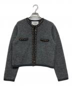 NOLLEY'Sノーリーズ）の古着「チェーンブレードフワフワジャケット/ニットカーディガン」｜グレー
