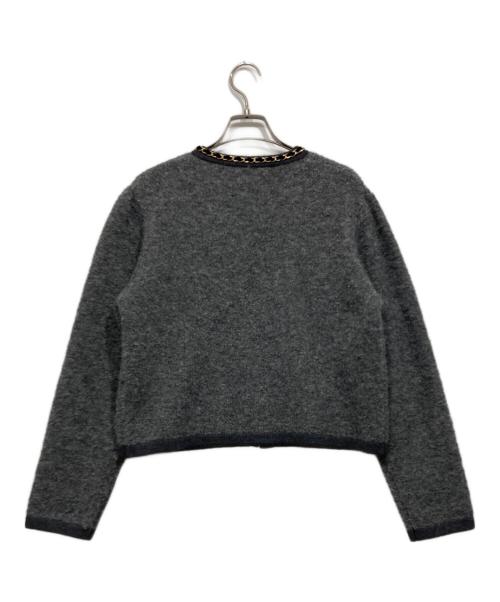 NOLLEY'S（ノーリーズ）NOLLEY'S (ノーリーズ) チェーンブレードフワフワジャケット/ニットカーディガン グレー サイズ:38の古着・服飾アイテム