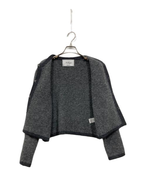 NOLLEY'S（ノーリーズ）NOLLEY'S (ノーリーズ) チェーンブレードフワフワジャケット/ニットカーディガン グレー サイズ:38の古着・服飾アイテム