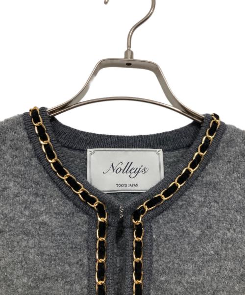 NOLLEY'S（ノーリーズ）NOLLEY'S (ノーリーズ) チェーンブレードフワフワジャケット/ニットカーディガン グレー サイズ:38の古着・服飾アイテム
