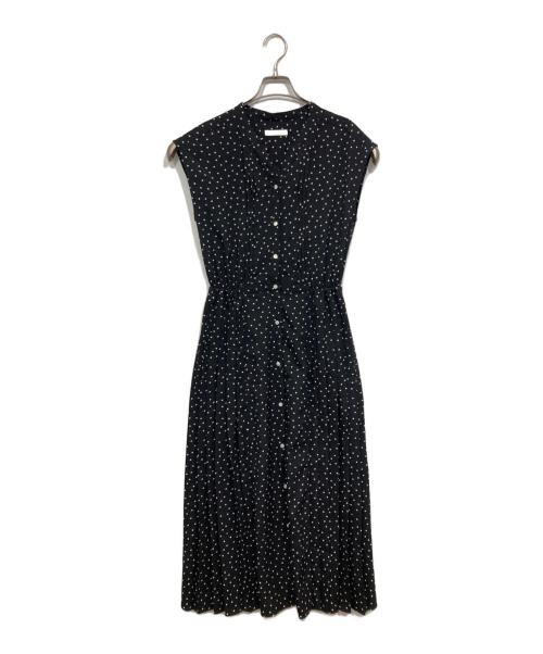 SHIPS（シップス）SHIPS (シップス) ドットサイド プリーツ フレンチスリーブ ワンピース ブラック サイズ:Mの古着・服飾アイテム