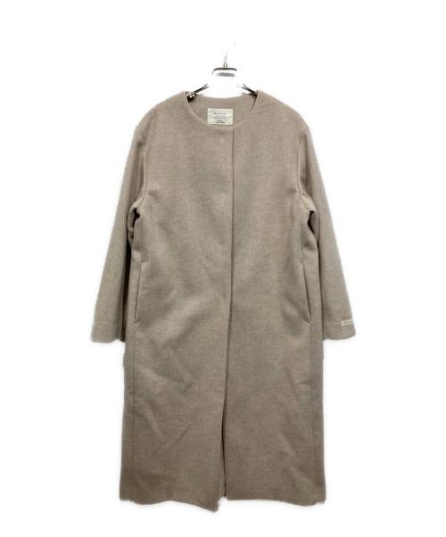 JOURNAL STANDARD relume（ジャーナルスタンダード レリューム）JOURNAL STANDARD relume (ジャーナルスタンダード レリューム) 別注 LANA WOOL 140クルーネックコート ベージュ サイズ:38の古着・服飾アイテム