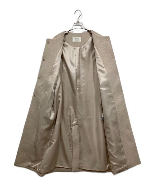 JOURNAL STANDARD relume（ジャーナルスタンダード レリューム）JOURNAL STANDARD relume (ジャーナルスタンダード レリューム) 別注 LANA WOOL 140クルーネックコート ベージュ サイズ:38の古着・服飾アイテム