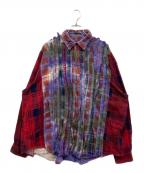 Rebuild by Needlesリビルドバイニードルス）の古着「Flannel Shirt-Ribbon Wide Shirt」｜レッド×パープル